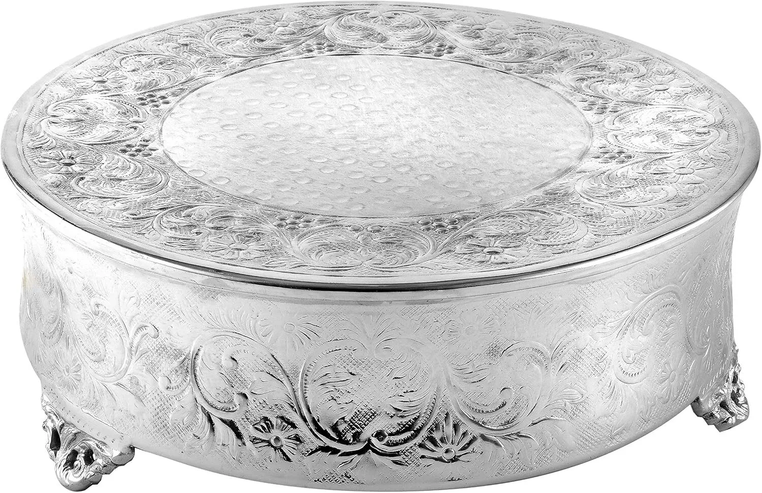 16" Silver Ornate Round Wedding Cake Stand