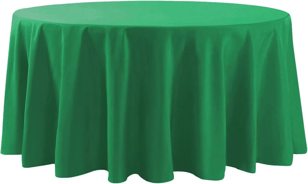 120" Emerald Green Round Polyester Tablecloth