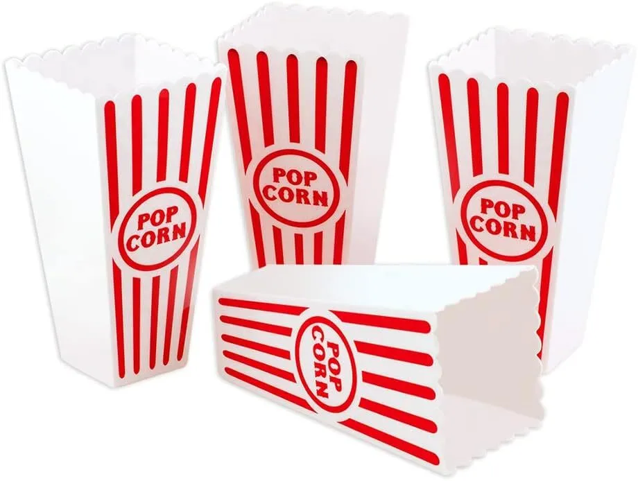Red & White Striped Classic Popcorn Containers - 7.8" Tall