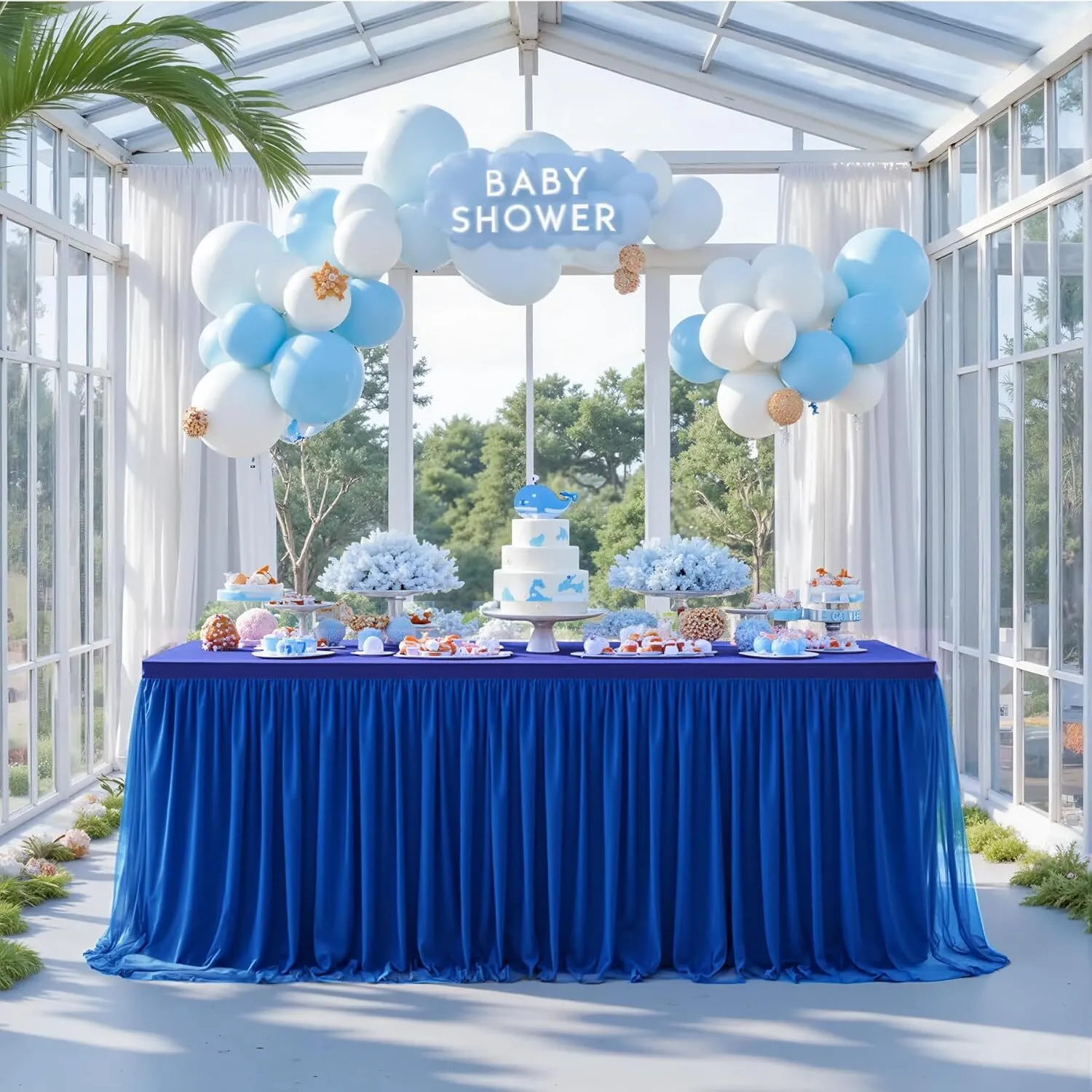 6 FT Royal Blue Ruffle Tulle Table Skirt