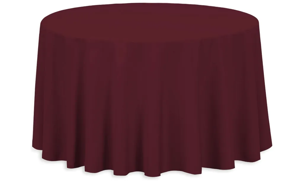 108" Burgundy Round Polyester Tablecloth