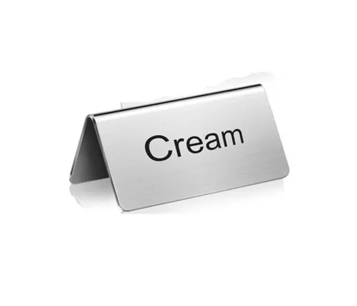 Stainless Steel Beverage "Cream" Tent Sign
