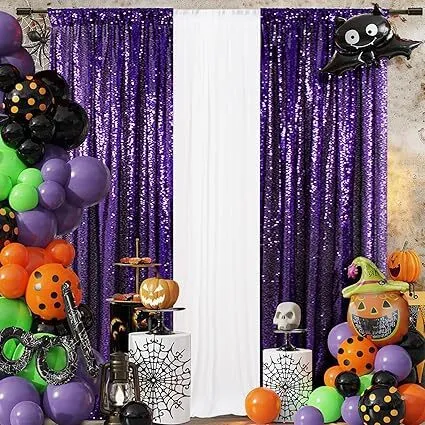 2' x 8' Dark Purple Sequin Backdrop Curtains 