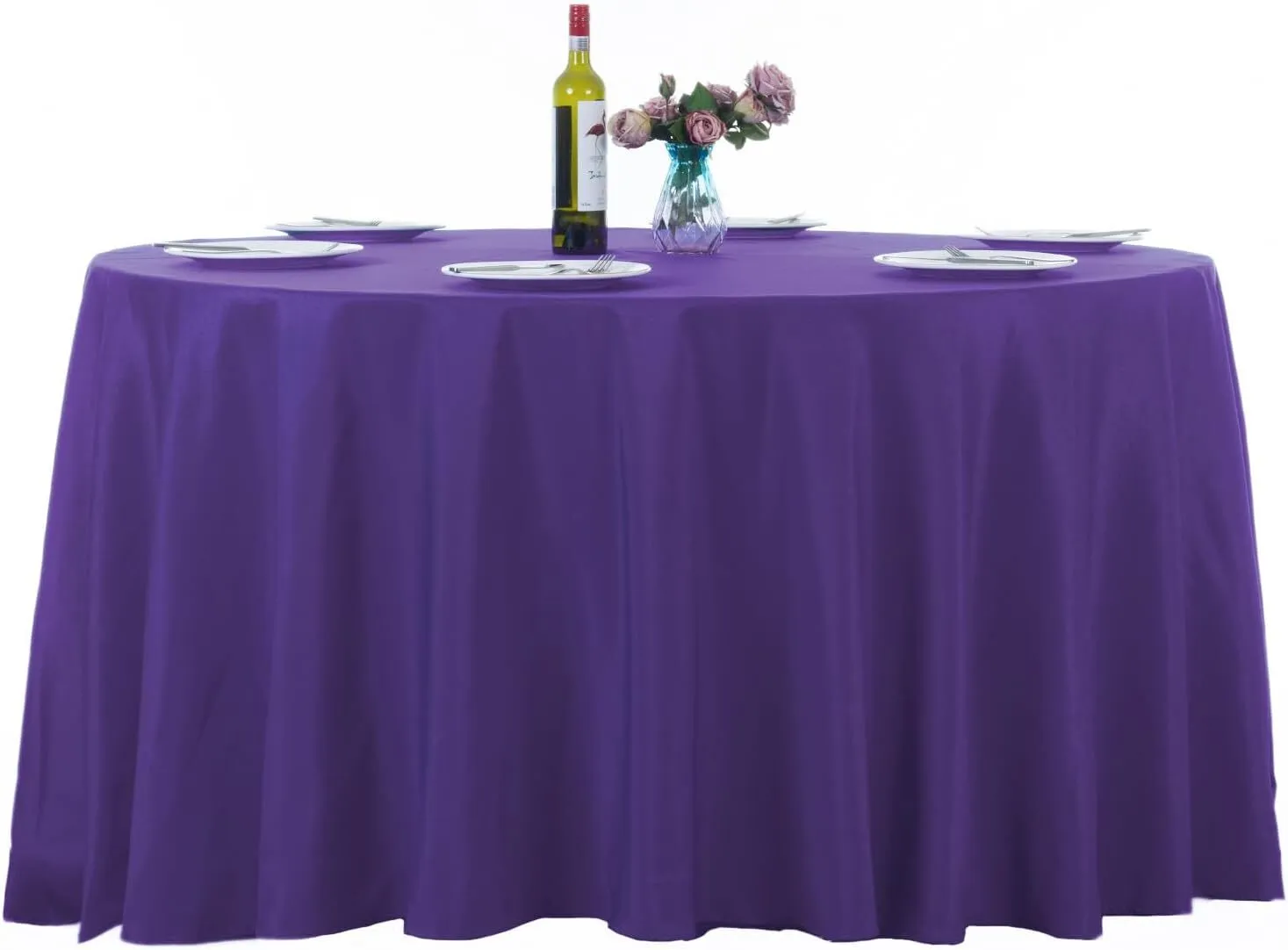 132" Purple Round Polyester Tablecloth