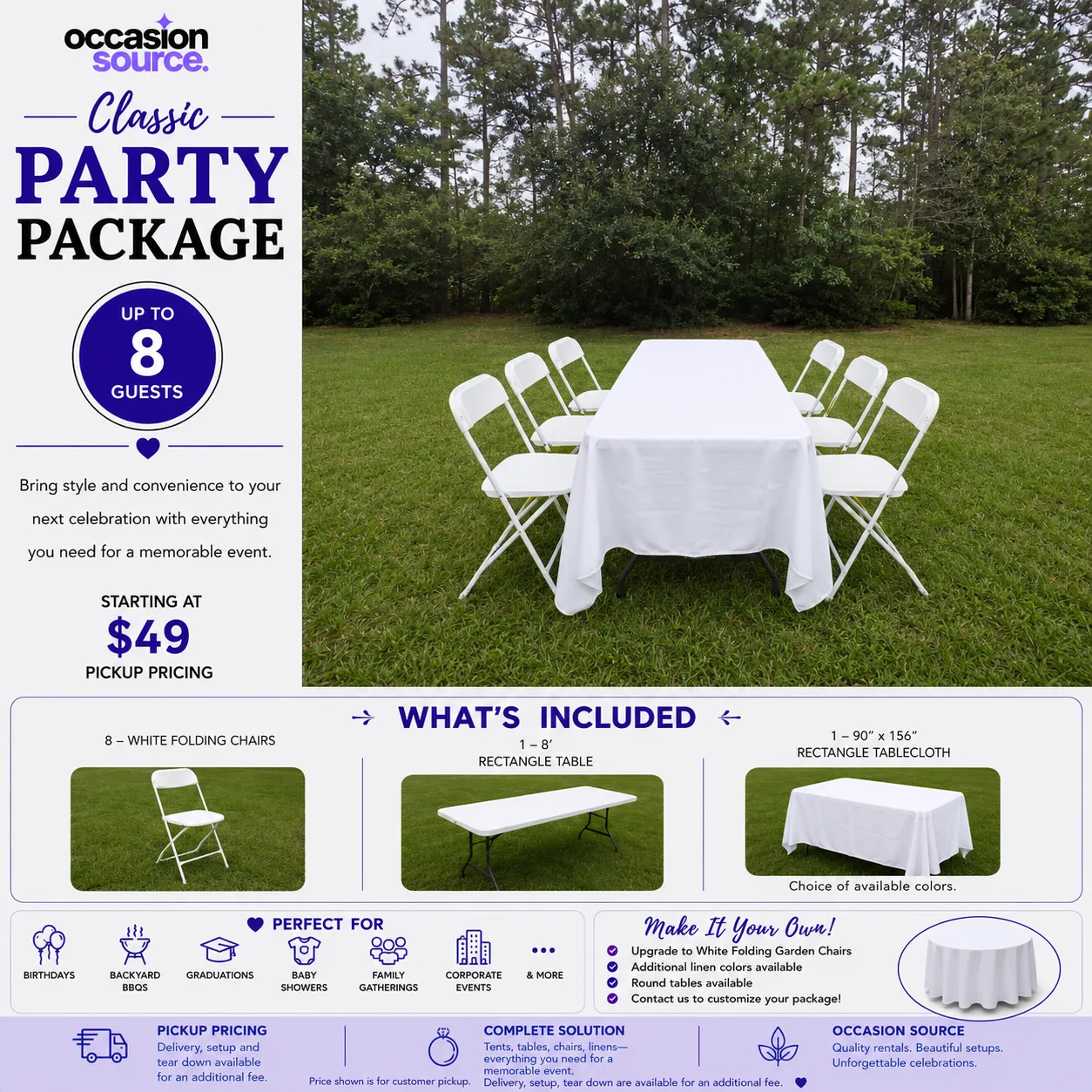 Classic Party Package – up to 8 Guests