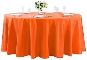 120" Orange Round Polyester Tablecloth