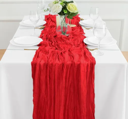 10 ft Red Cheesecloth Table Runner