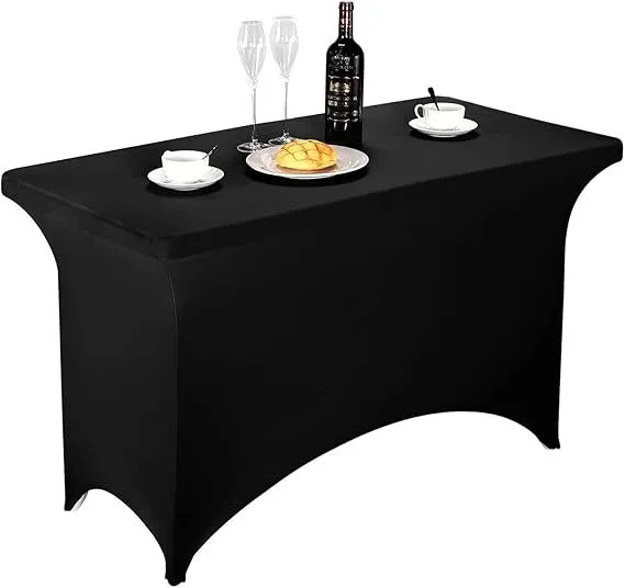 4' Black Spandex Rectangle Tablecloth