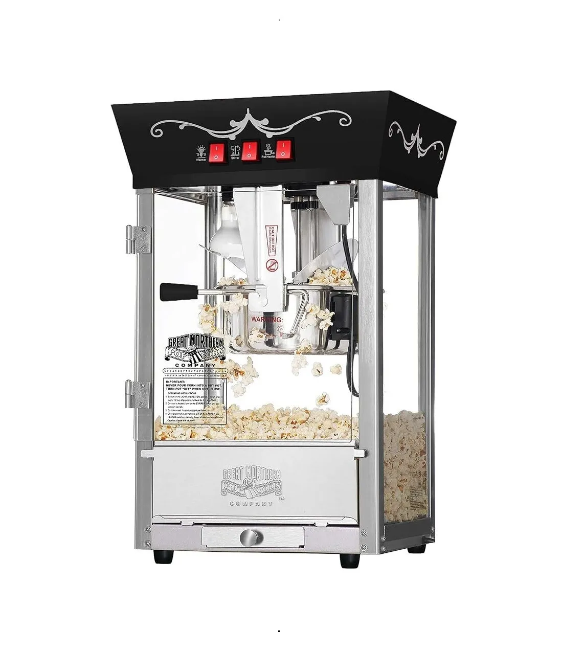 8 oz. Black/Silver Popcorn Machine