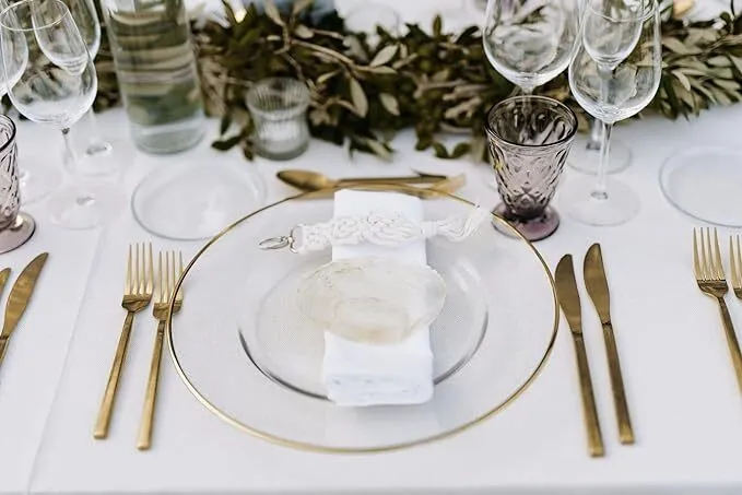 Clear Glass Charger Plate with Gold Rim