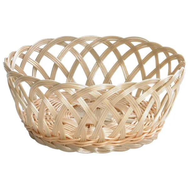 9″ Natural Open Weave Round Rattan Basket