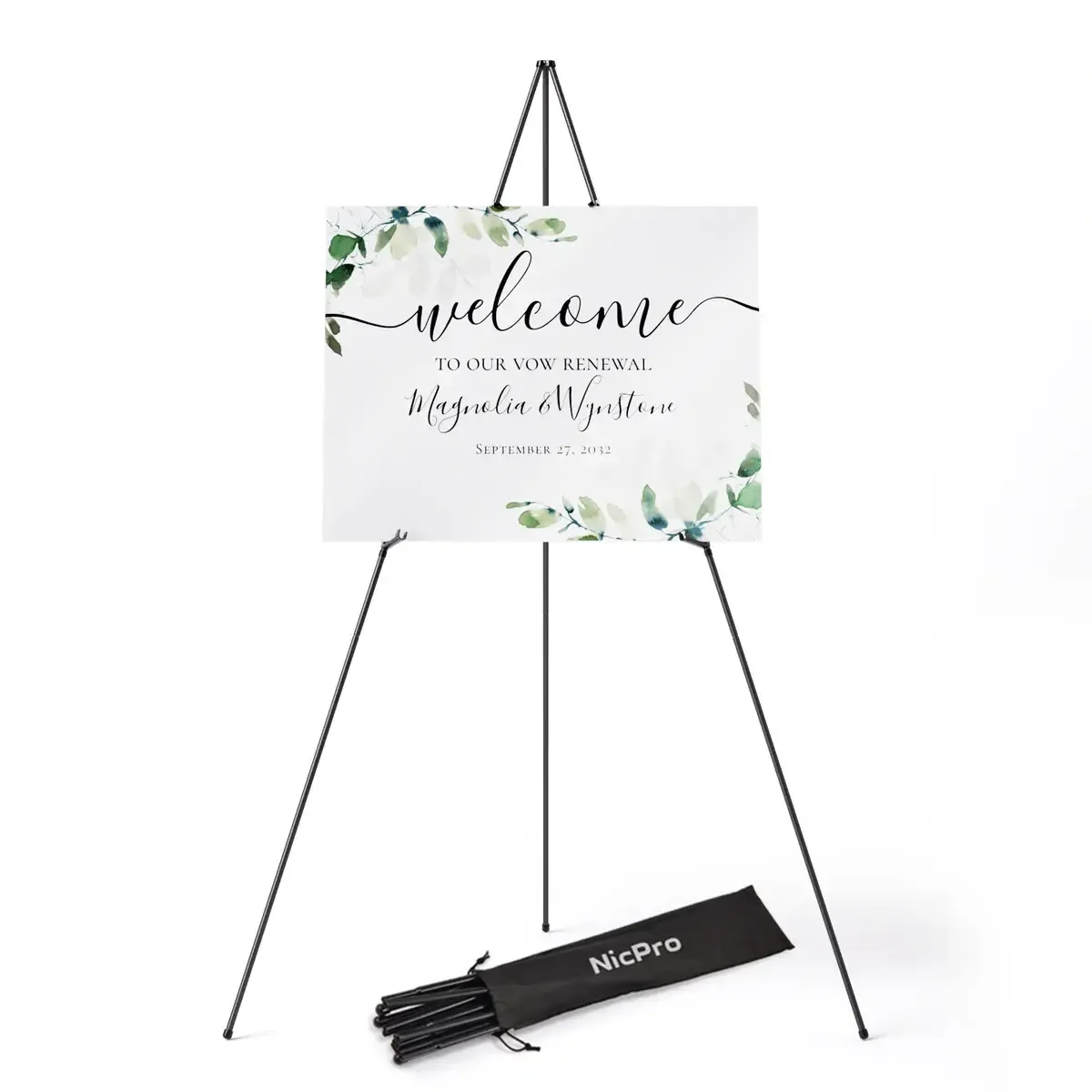 63 Inch Black Metal Easel Stand