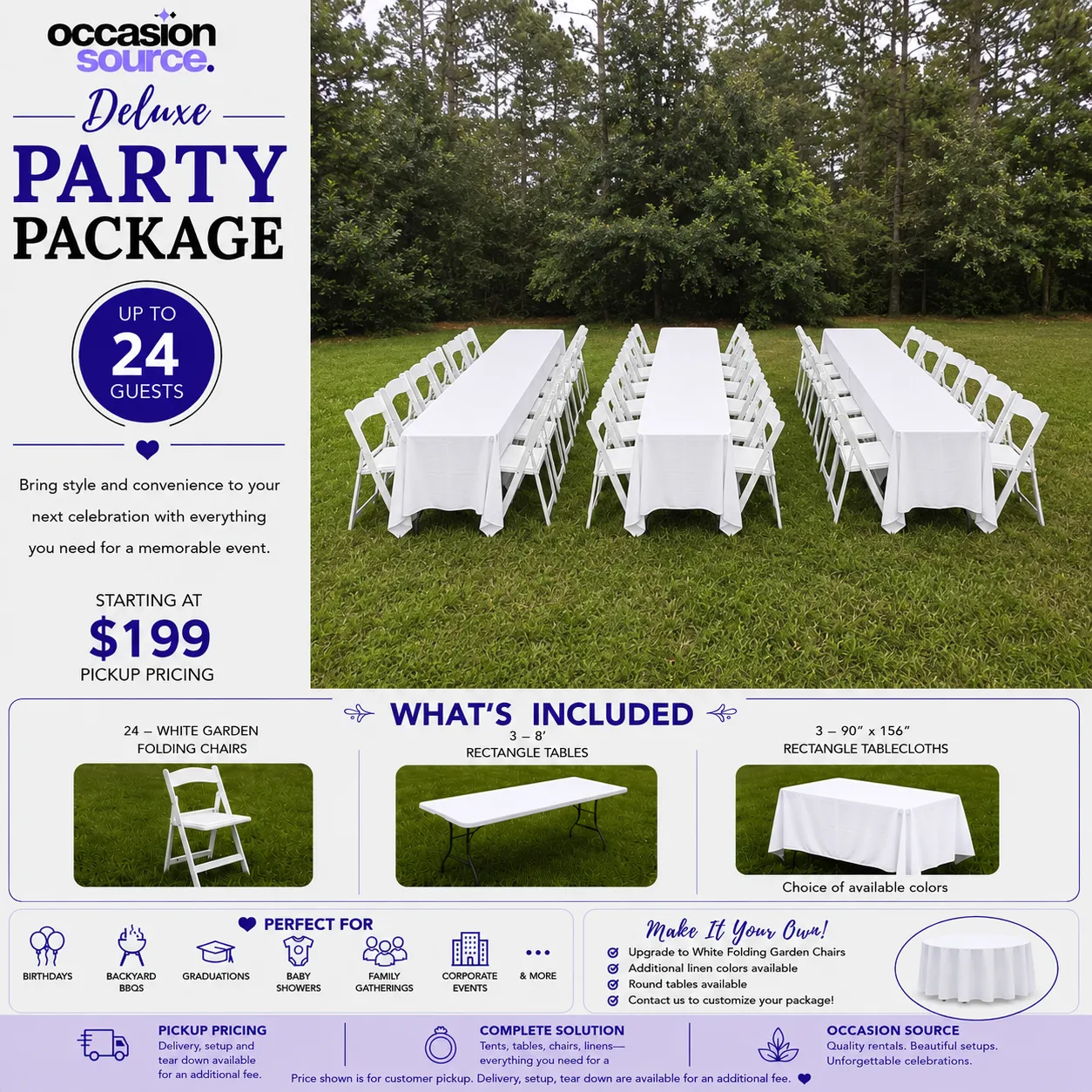 Deluxe Party Package – up to 24 Guests
