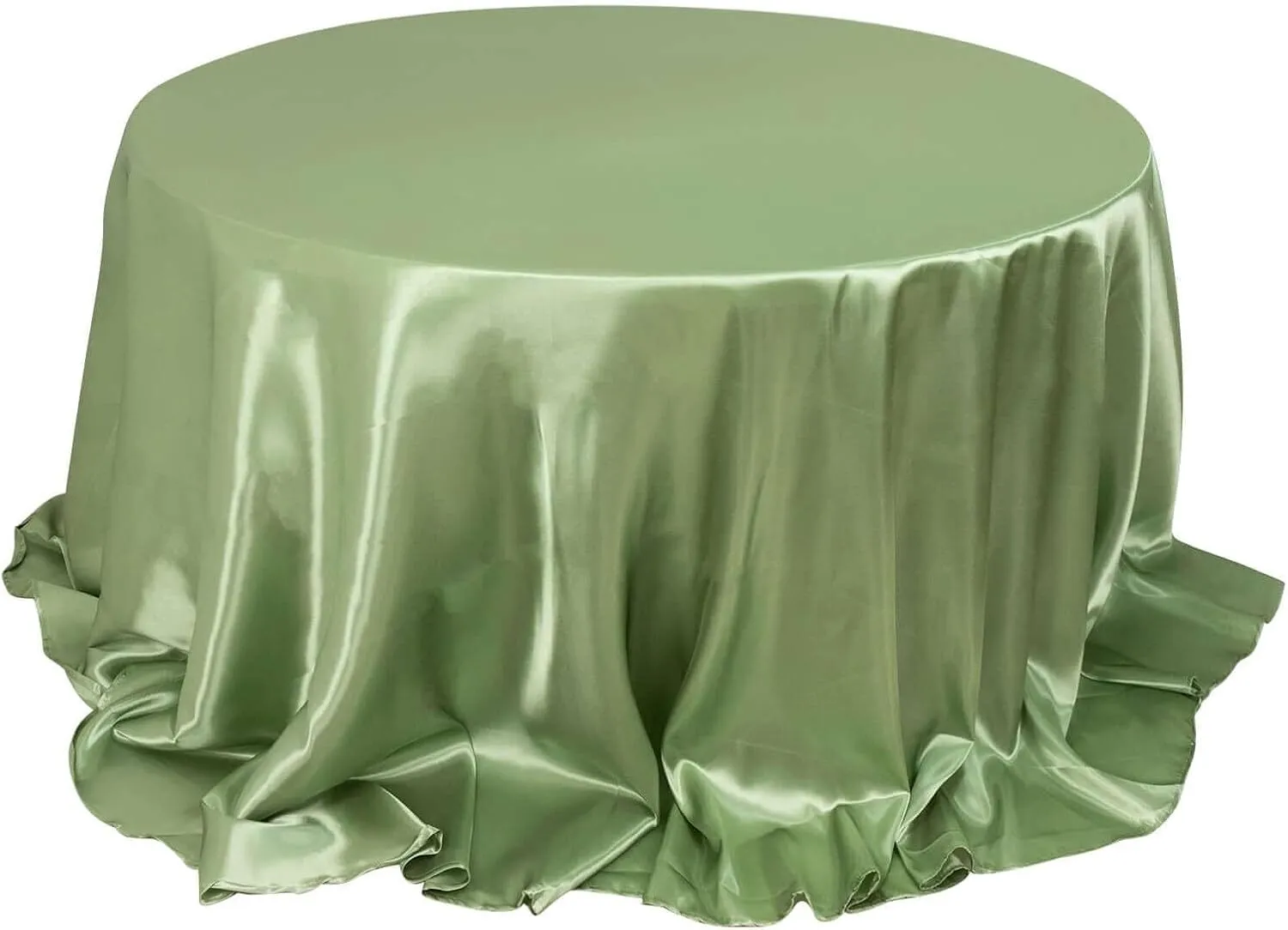132" Sage Green Round Satin Tablecloth
