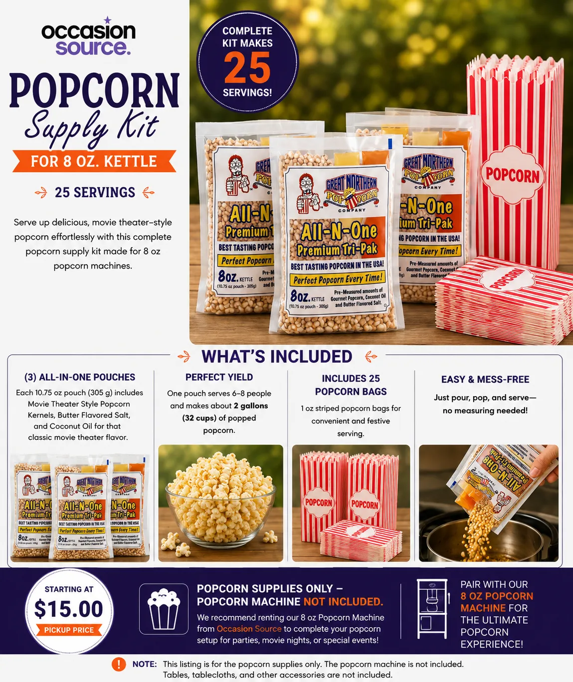 8 oz Popcorn Supply Kits