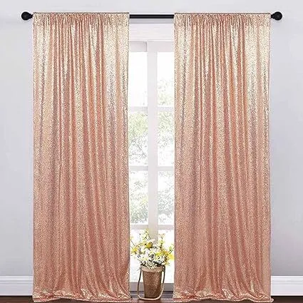 2'x8' Rose Gold Sequin Backdrop Curtains