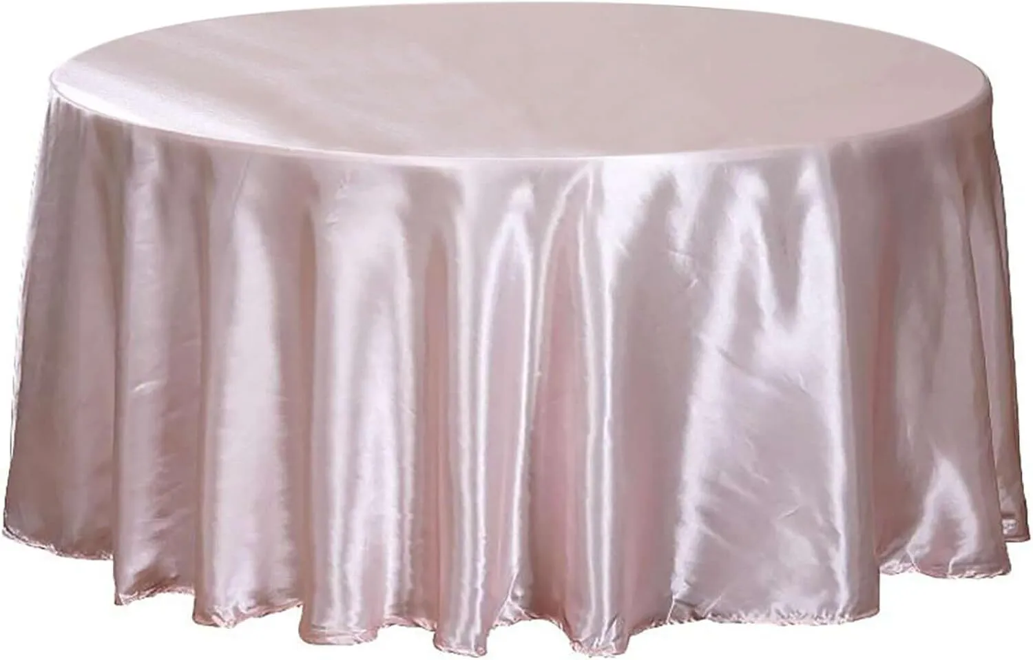 132" Blush Round Satin Tablecloth