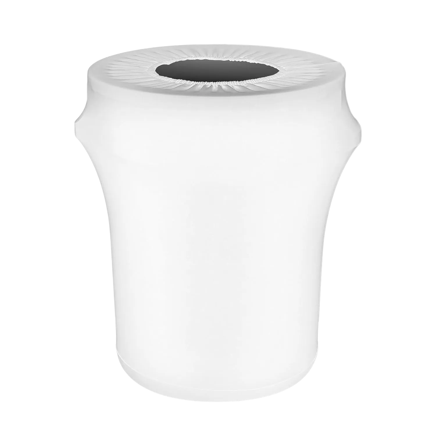 White Spandex Trash Can Cover (Open-Top, Fits 32-Gallon Round Bin)