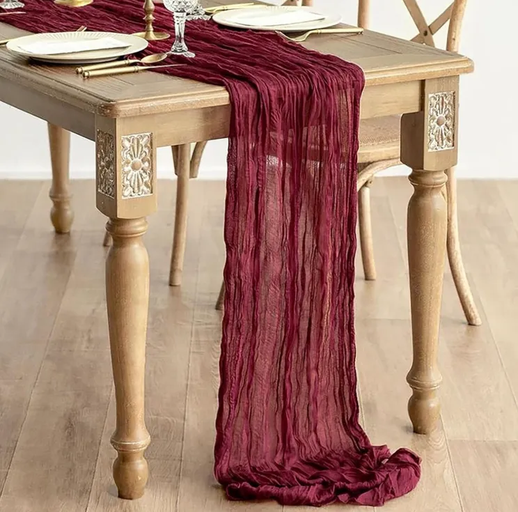 20″ × 120″ Wine Red Cheesecloth Table Runners