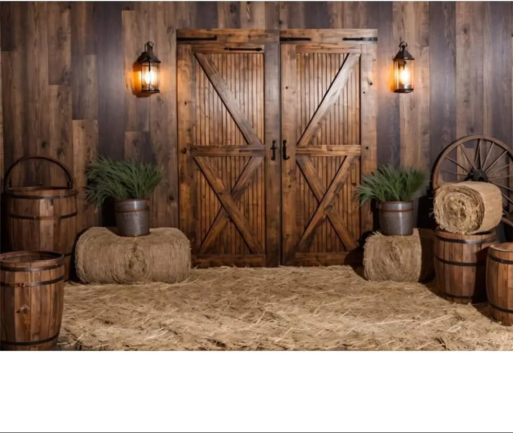 10′ × 8′ Rustic Farm Barn Fabric Backdrop