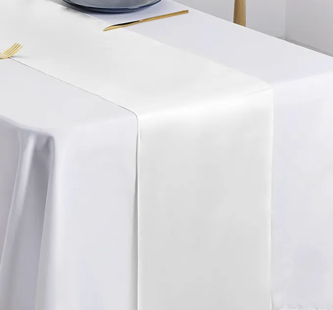 12" x 108" White Satin Table Runner