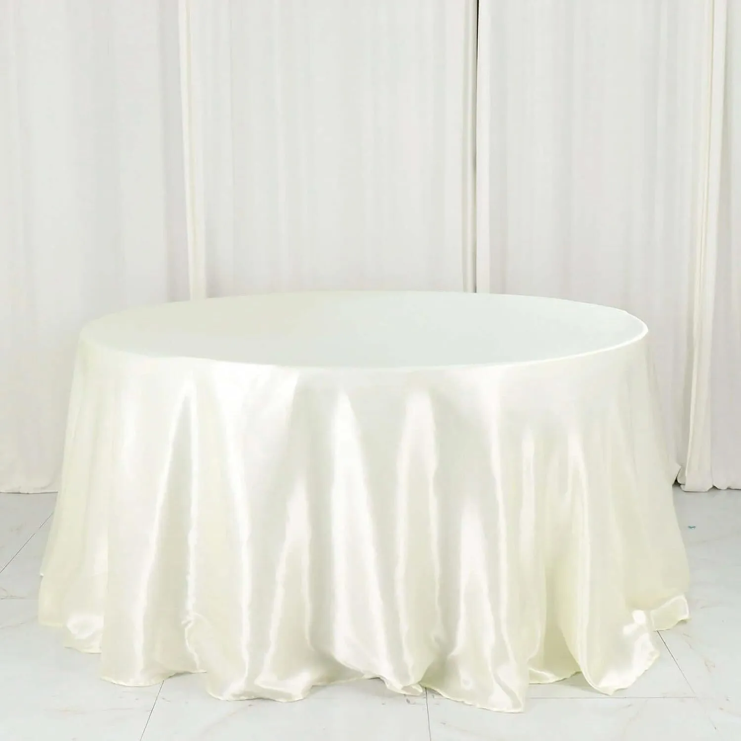 132" Ivory Round Satin Tablecloth