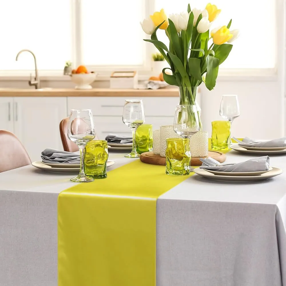 12" x 108"  Yellow Satin Table Runner