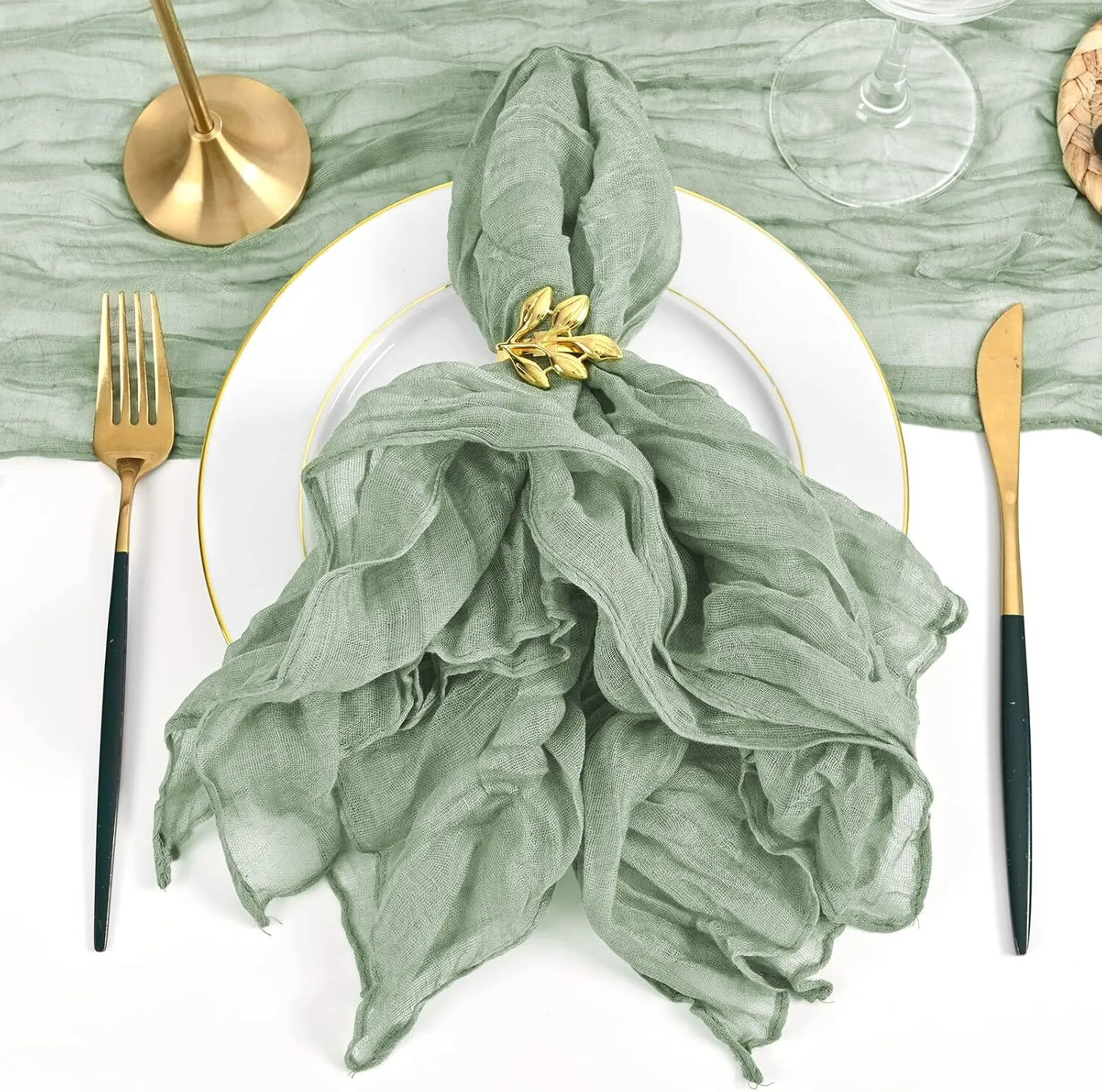 20" x 20" Sage Green Cheesecloth Napkin