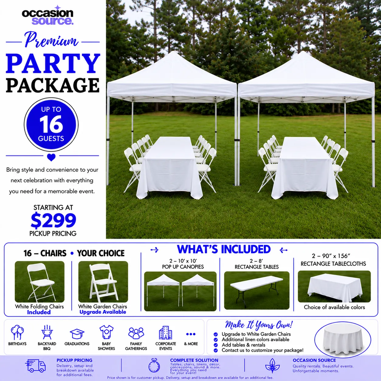 Premium Party Package – up to 16 Guests