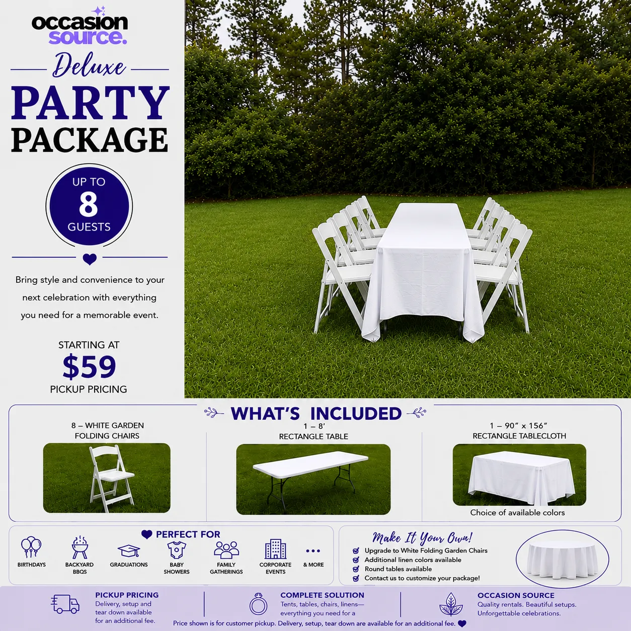 Deluxe Party Package – up to 8 Guests