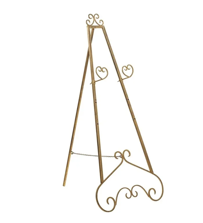 Gold Metal Scroll Free Standing Adjustable Display Easel