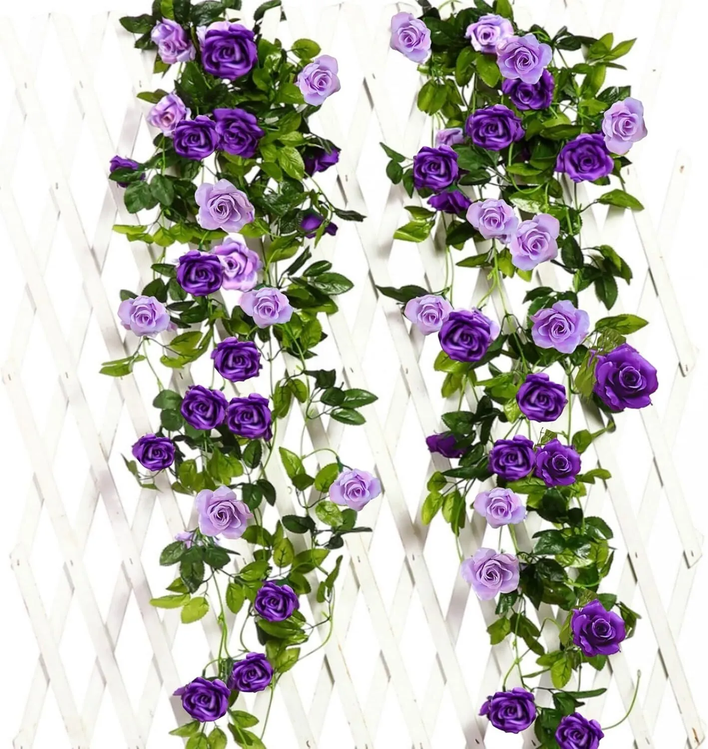 7.9 ft Purple Rose Garland – Artificial Silk Floral Vine