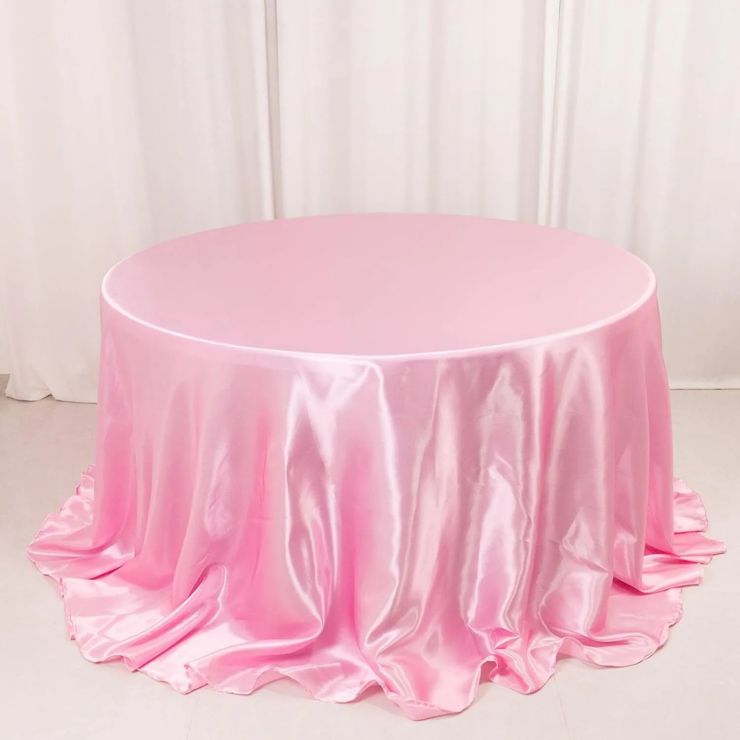132" Pink Round Satin Tablecloth