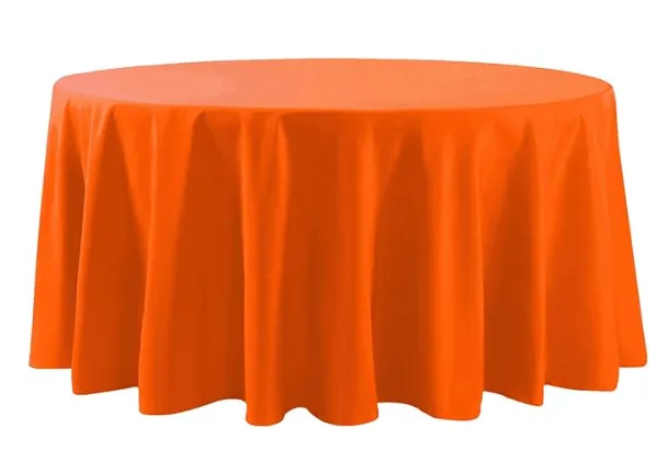 108" Orange Round Polyester Tablecloth