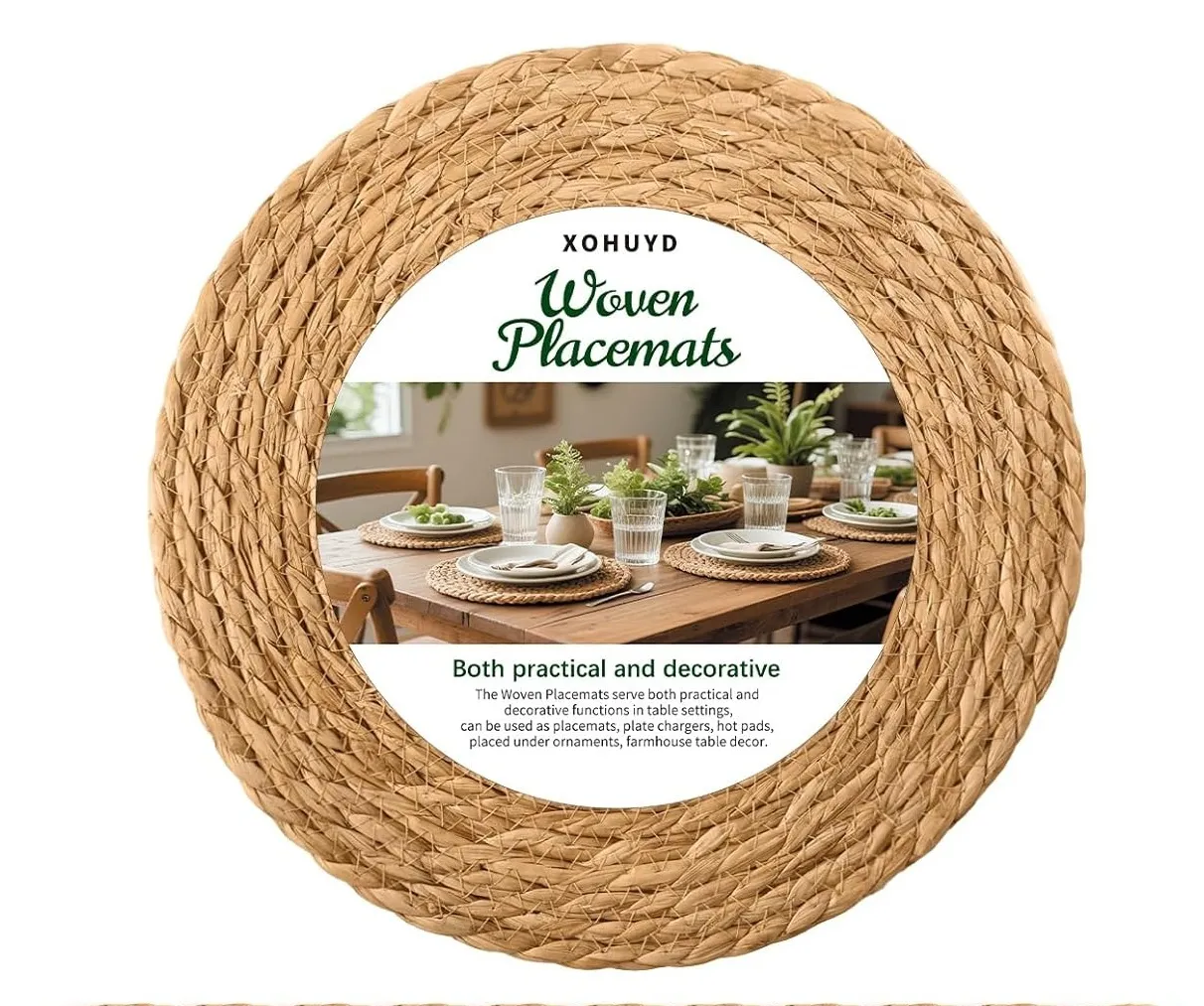 13″ Round Boho Rattan Woven Placemat