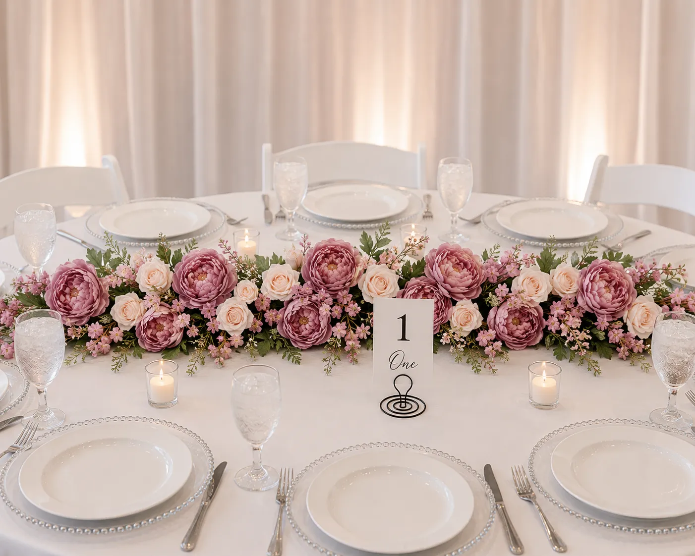 6 ft Strand Champagne & Deep Ruby Artificial Peony Flower Garland