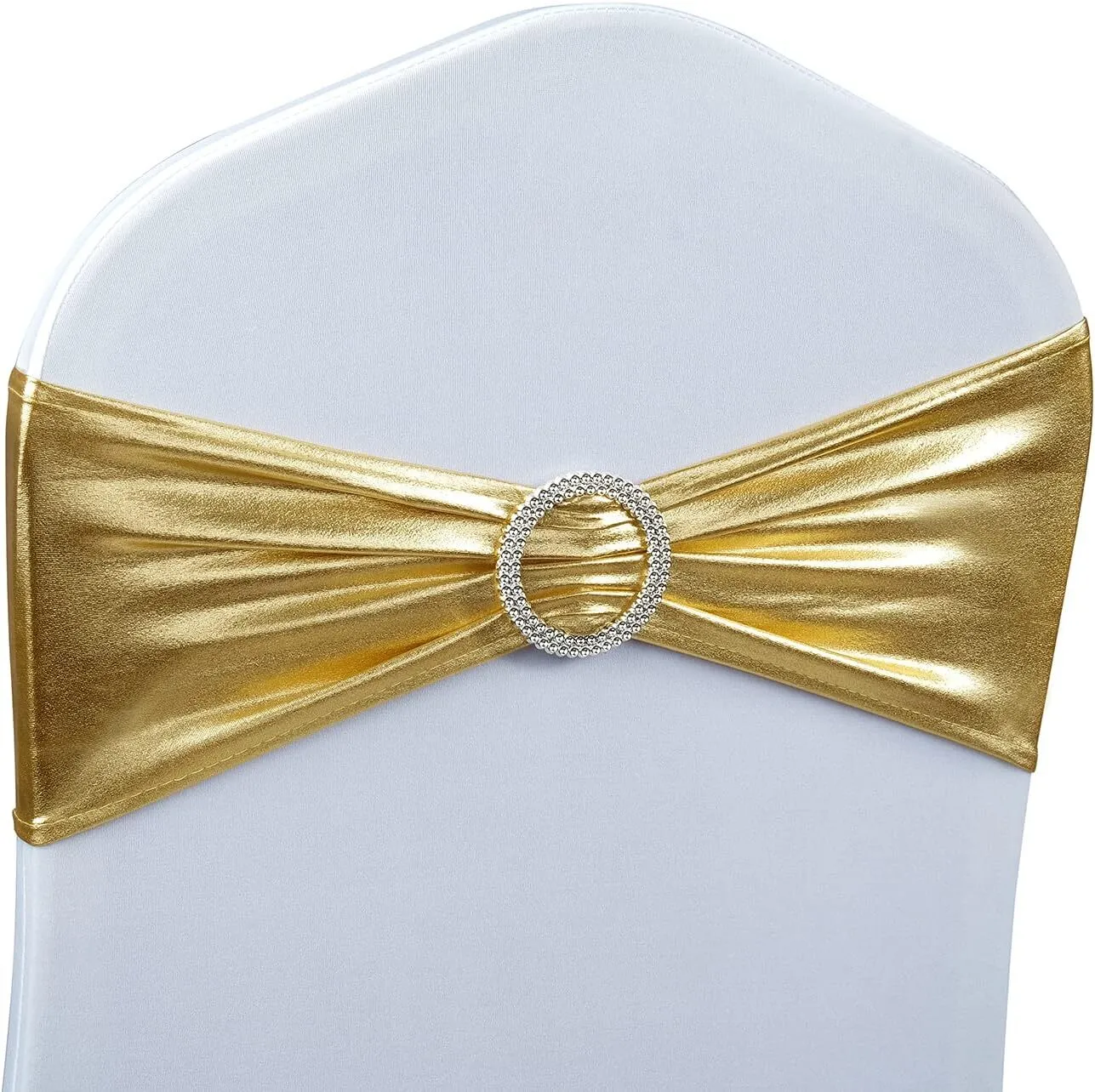 Metallic Gold Chair Band with Round Buckle