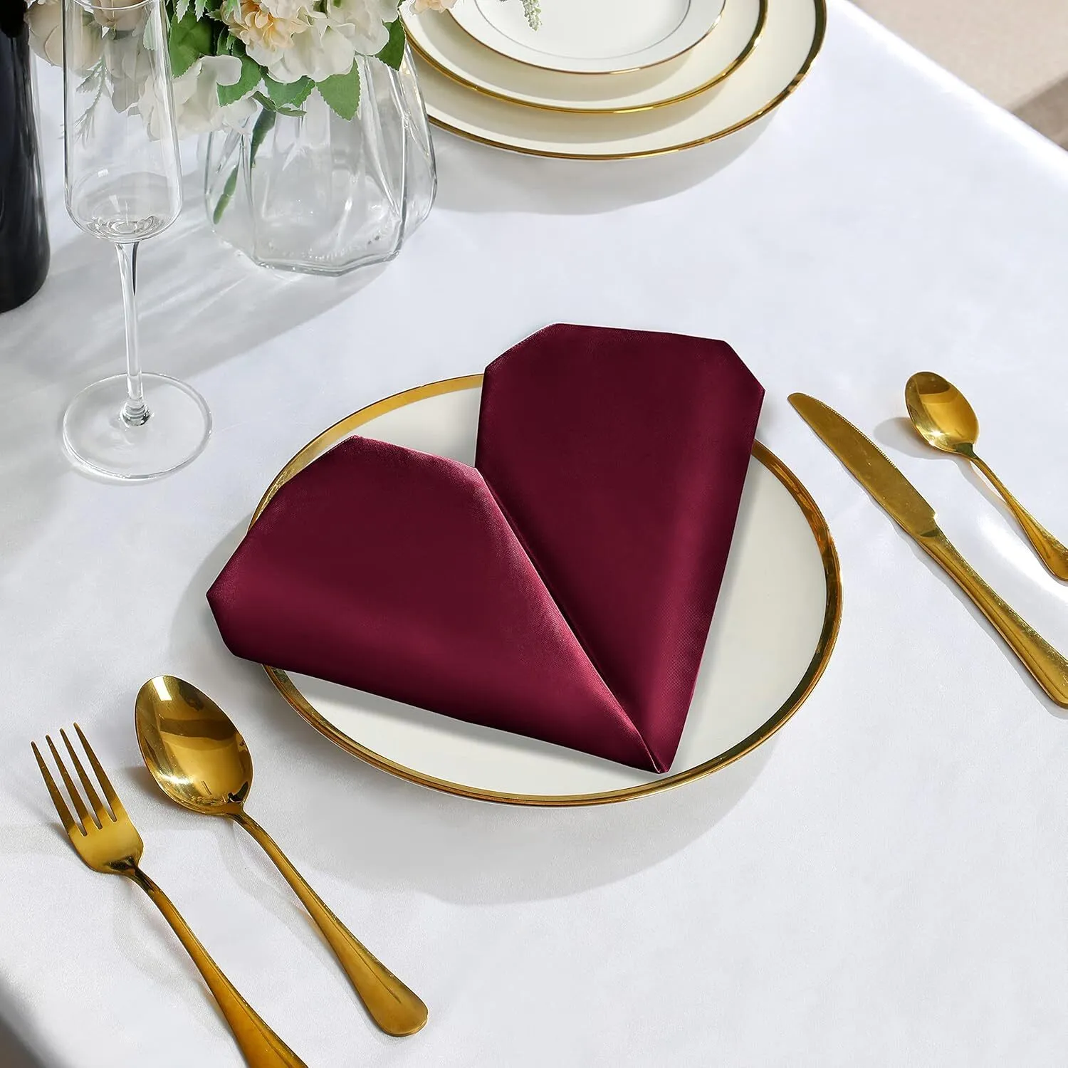 17" x 17"  Burgundy Satin Napkin