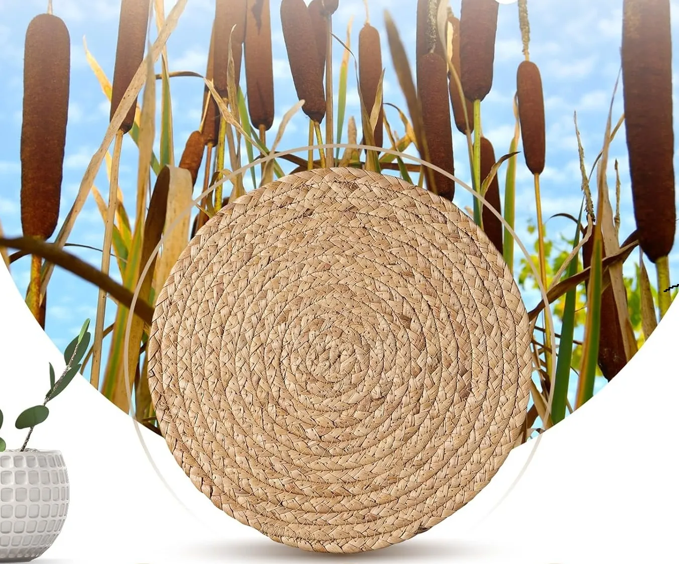 12″ Round Boho Rattan Woven Placemat