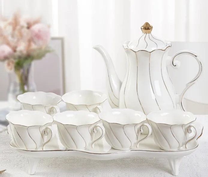White 14-Piece Porcelain Tea Set