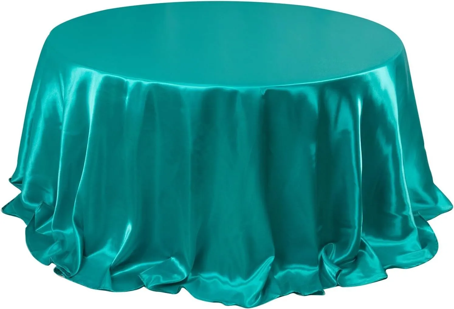 132" Turquoise Round Satin Tablecloth