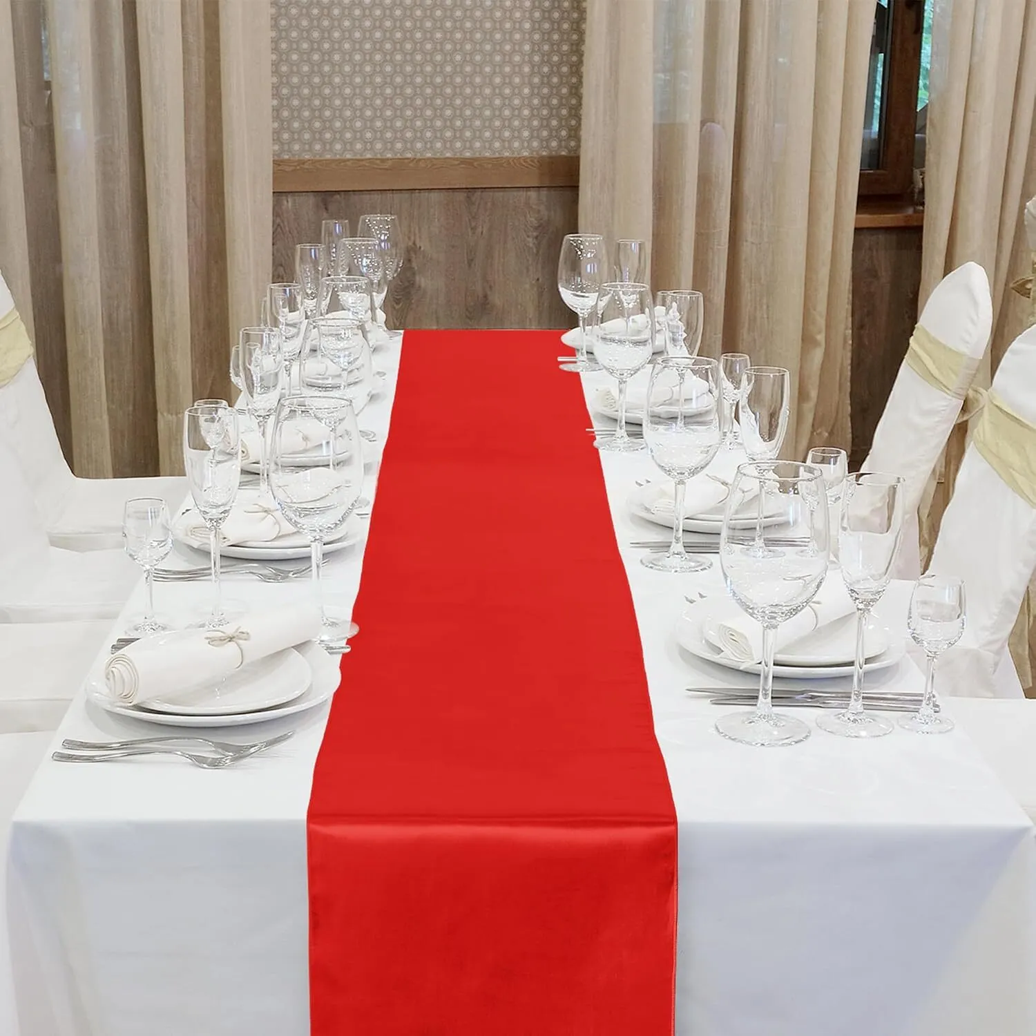 12" x 108" Red Satin Table Runner