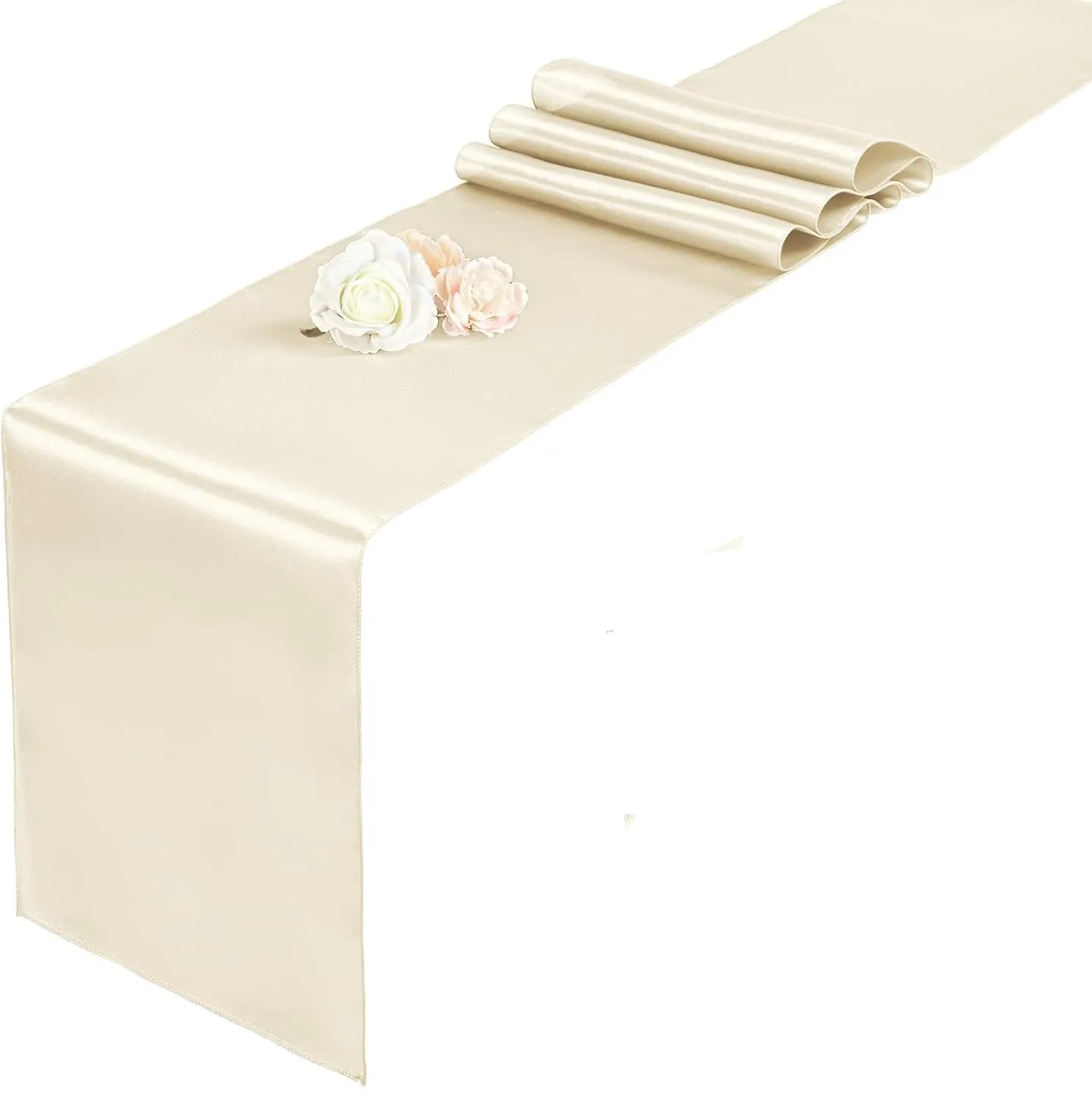 12" x 108" Ivory Satin Table Runner