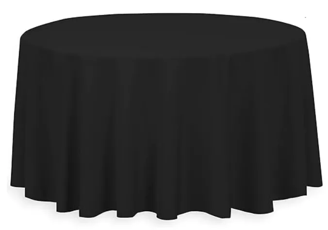 132" Round Black Polyester Tablecloth