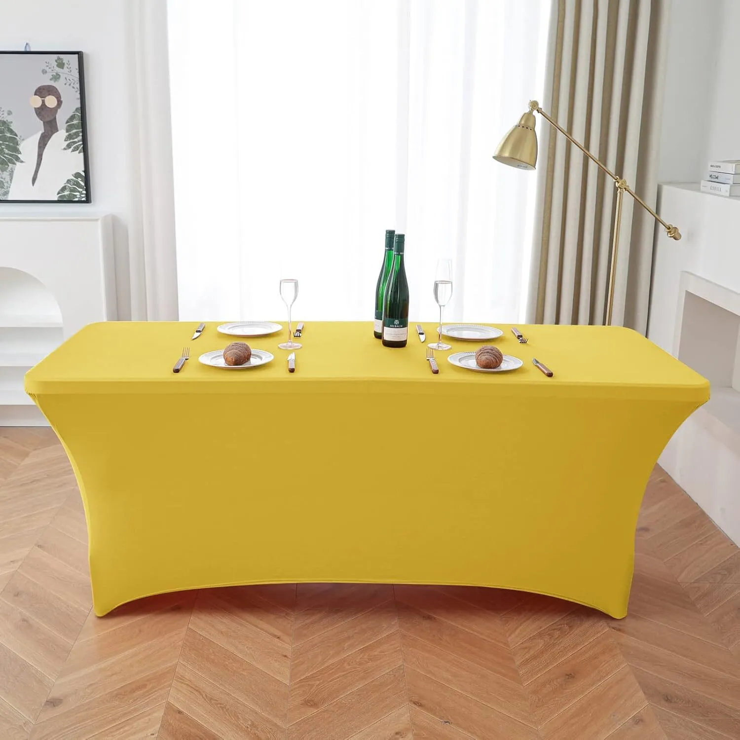 6' Yellow Rectangle Spandex Tablecloth