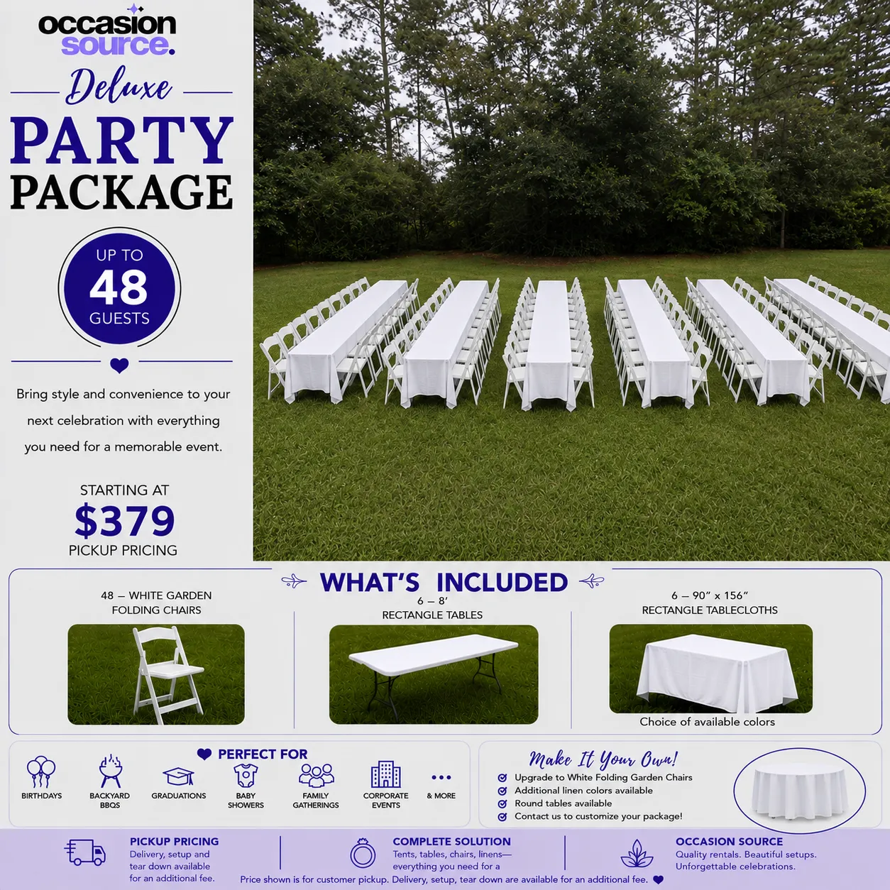 Deluxe Party Package – up to 48 Guests
