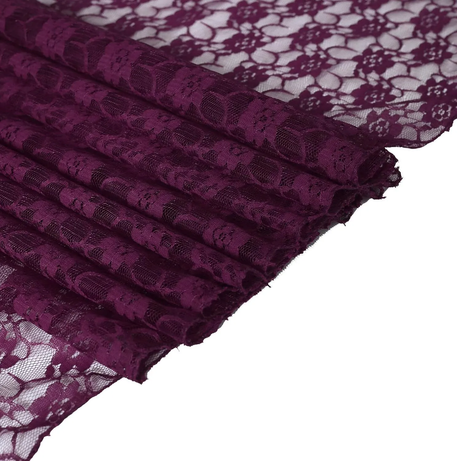 12" x 108" Eggplant Floral Lace Table Runner