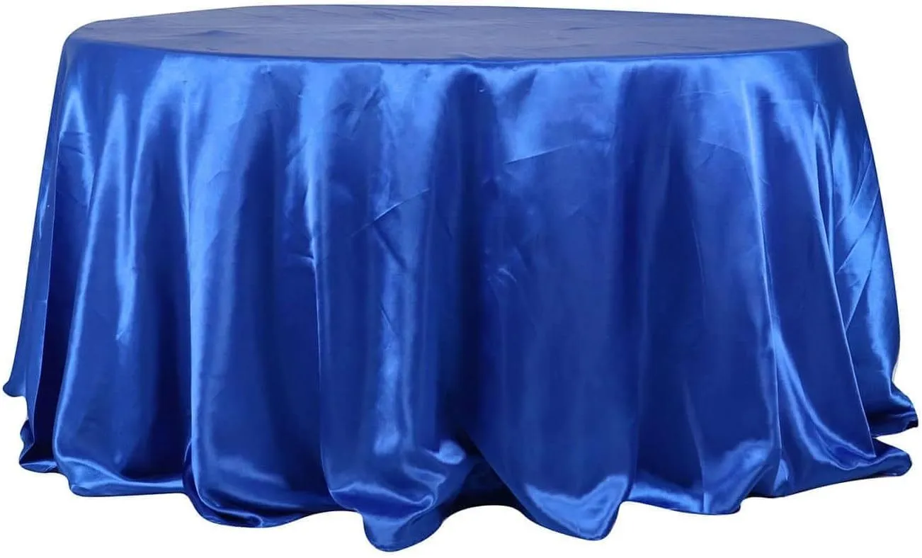 132" Royal Blue Round Satin Tablecloth