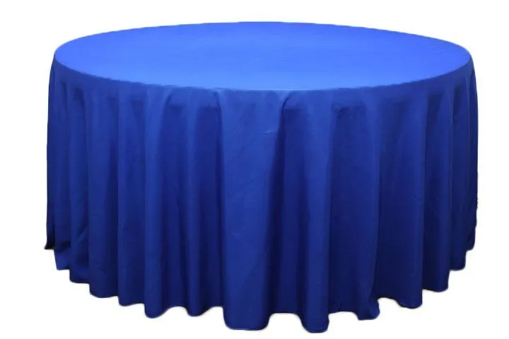 132" Royal Blue Round Polyester Tablecloth