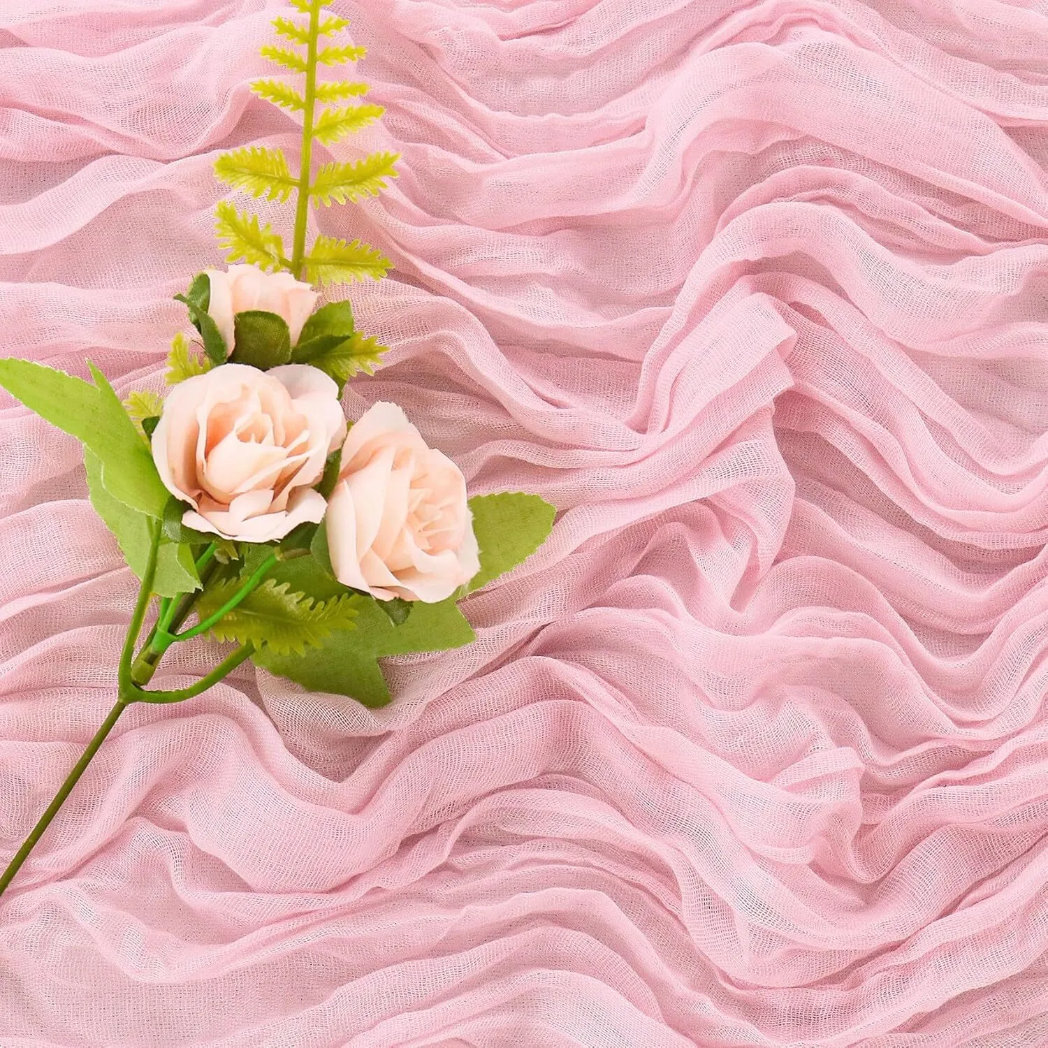 10 ft Light Pink Cheesecloth Table Runner